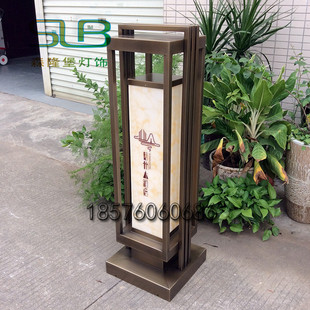 仿石景观立地灯印字刻LOO酒店大门灯镀铜拉丝新落地柱头灯
