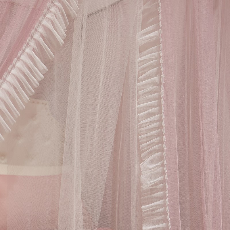 双层纱落地宫廷方顶蚊帐三开门家用加密落地卧室不锈钢支架加粗