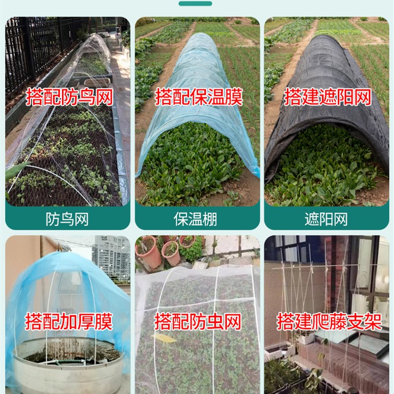 新型大棚骨架小拱棚支架套棚搭棚架子玻璃纤维杆地膜菜棚种菜家用