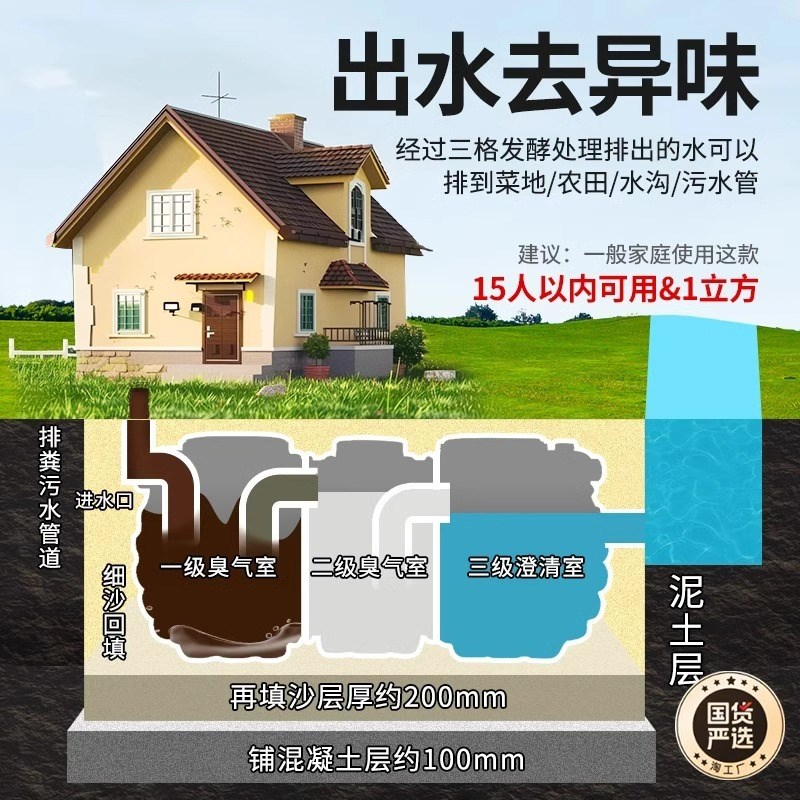 PE化粪池罐新农村专用塑料桶家用化粪池地埋式成品加厚厕所隔油池