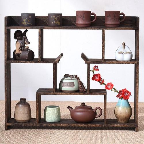 实木中式博古架紫砂茶壶摆件客厅展示架现代茶杯架置物架多宝阁