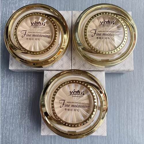 yafu雅芙粉饼细致保湿粉膏干粉闪粉珠光 双层两用粉遮瑕定妆1065