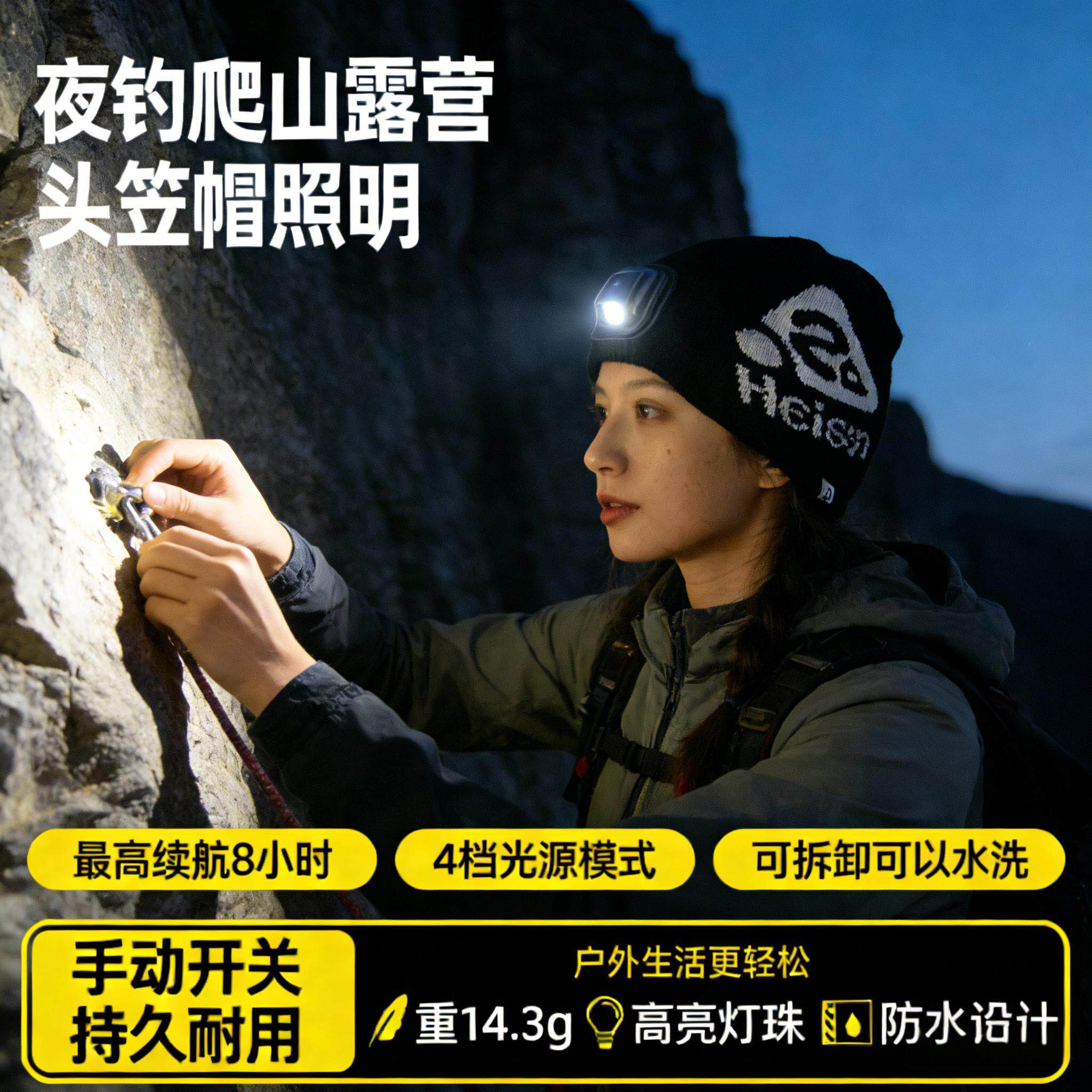 户外照明头灯帽子男女冬季保暖