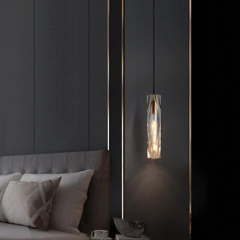 现代简约卧室床头吊灯床头灯升降C小吊灯轻奢水晶创意个性网红全