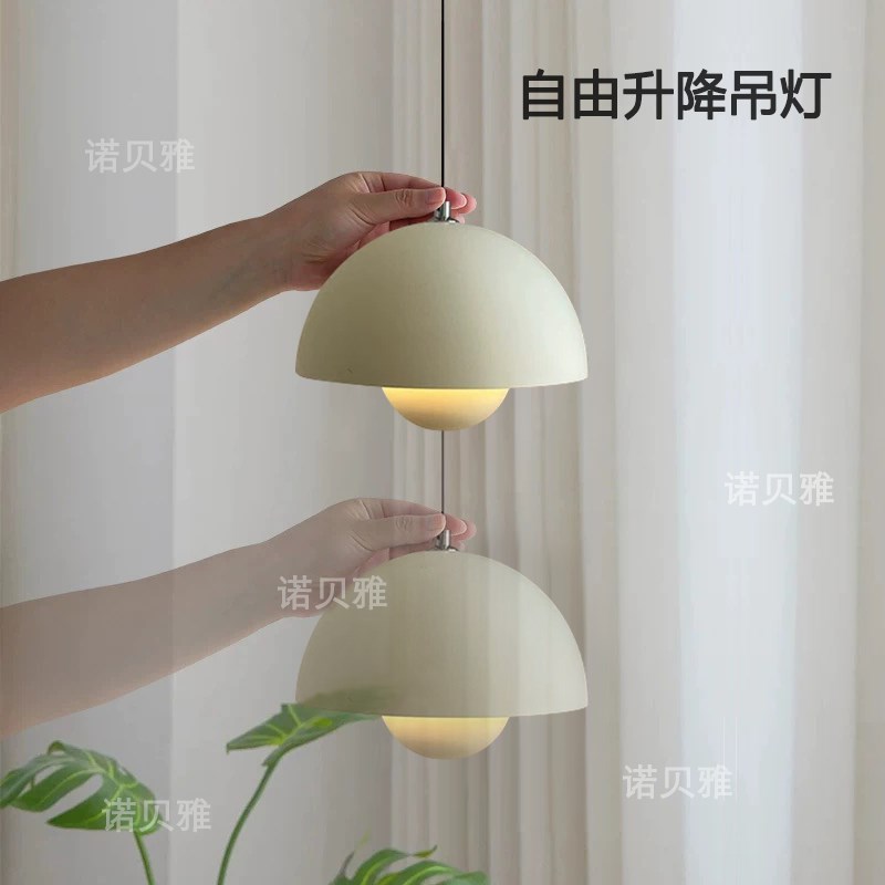 升降花苞床头吊灯现代简约法式奶油风20H25新玄关卧室小吊线灯悬