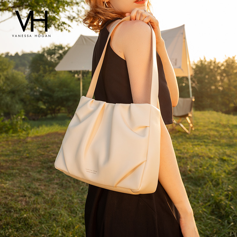VH女包柔柔褶皱包百搭简约通勤大容量托特包单肩包大容量腋下包包