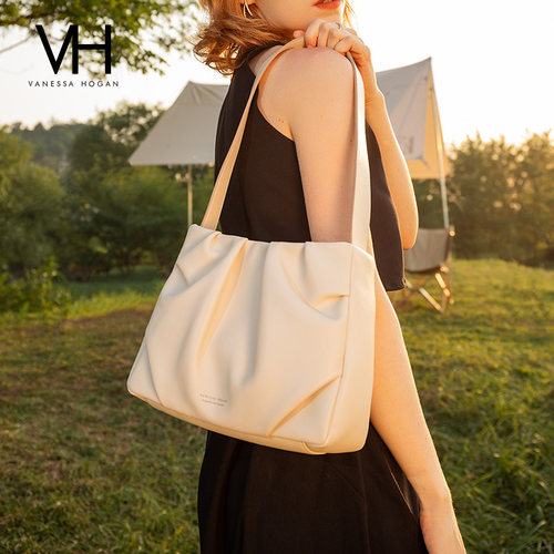 VH女包柔柔褶皱包百搭简约通勤大容量托特包单肩包大容量腋下包包
