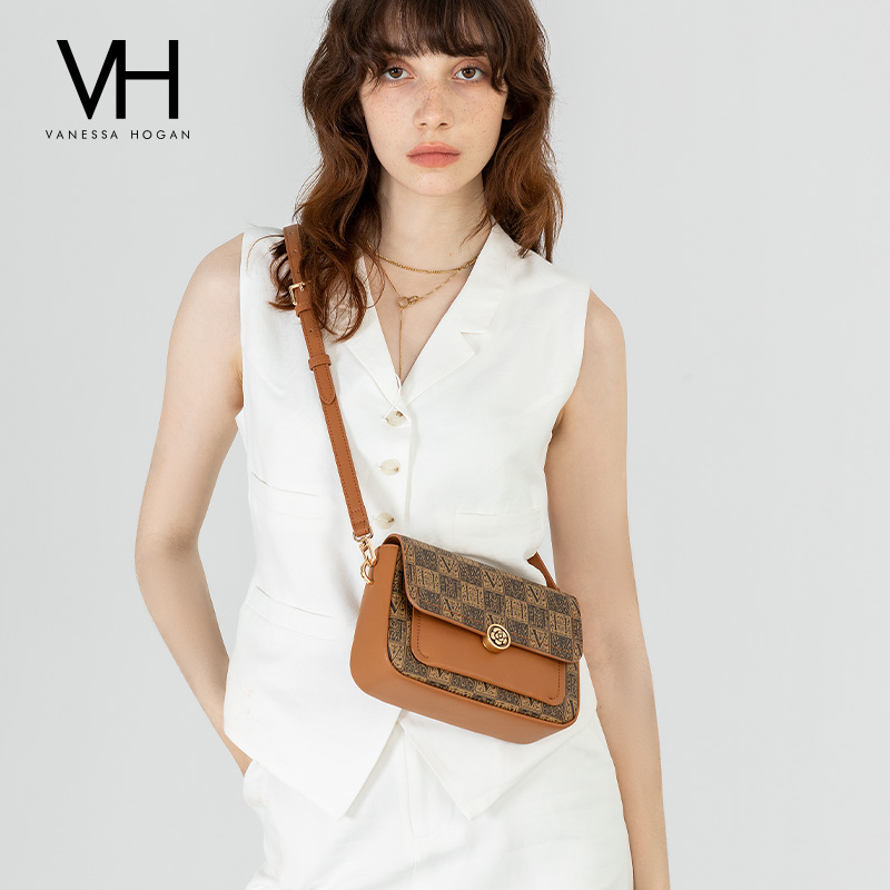 VH女包夕塔方包山茶花单肩包百搭斜挎小包包真皮小众高级感小方包