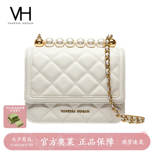 VH女包菱格珍珠链条包小香风方包
