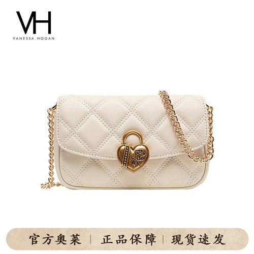 VH心动玫瑰锁包包简约菱格链条包
