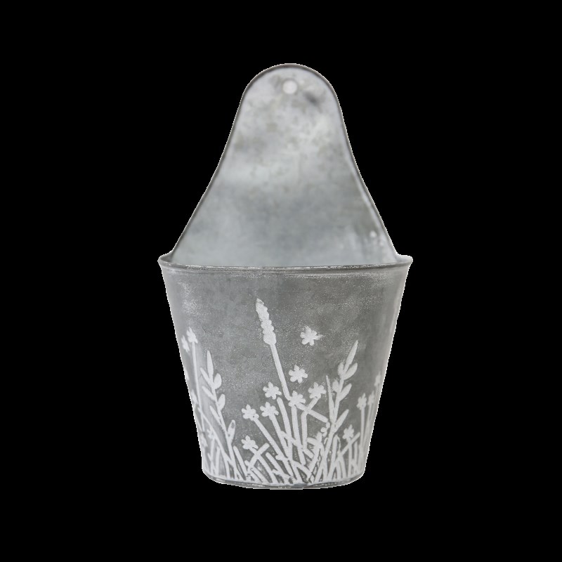 爱上花园园艺杂货 铁艺做旧铁皮 挂壁蒲棒花盆