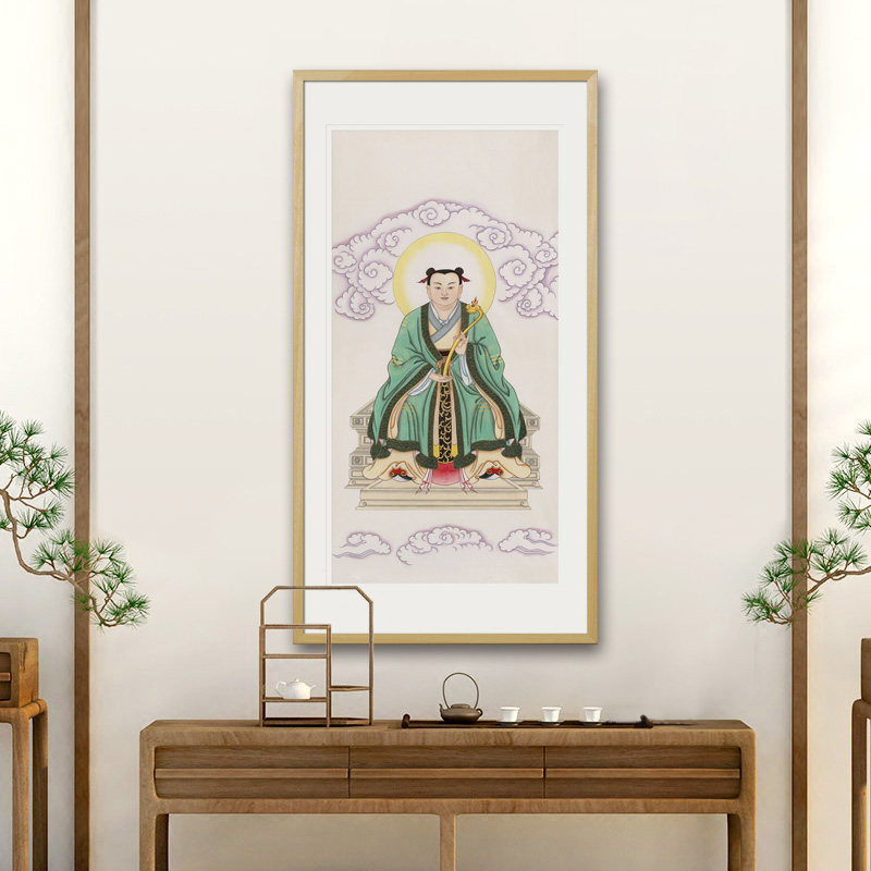 工笔神仙人物国画三茅真君画像水陆画玄关画轴卷轴画框新挂画,家居饰品,国画,淘宝优惠券,粉丝福利购,淘宝优惠卷