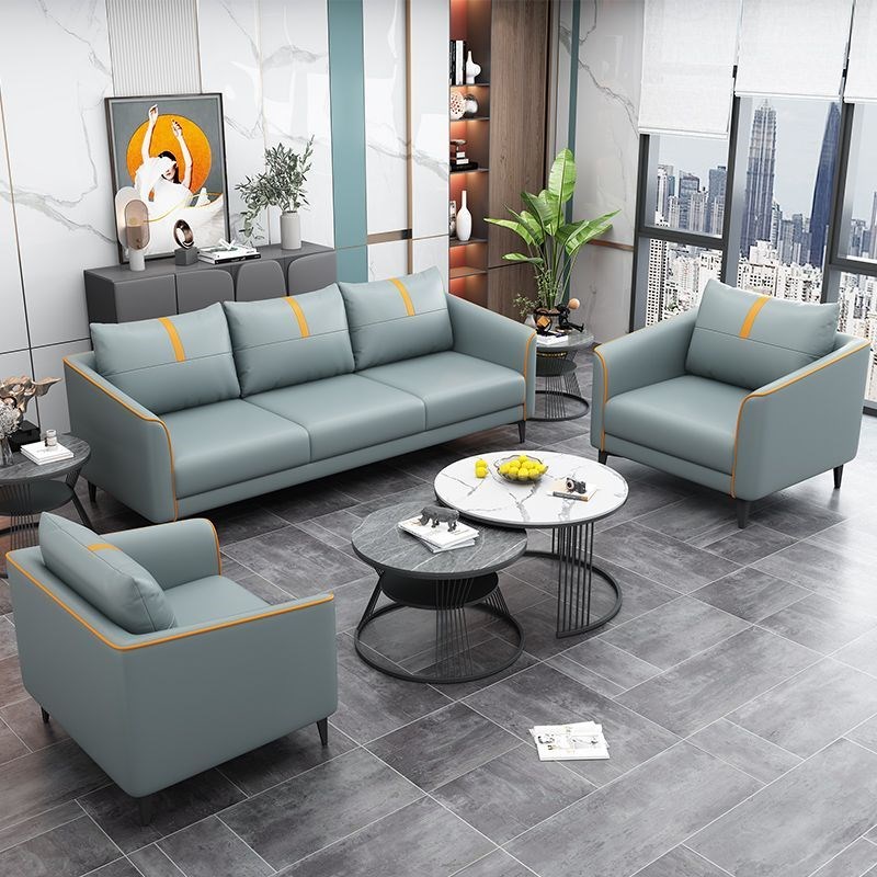 办公沙发简约现代会客接待区洽谈商务三人位办公室出租房沙发茶几