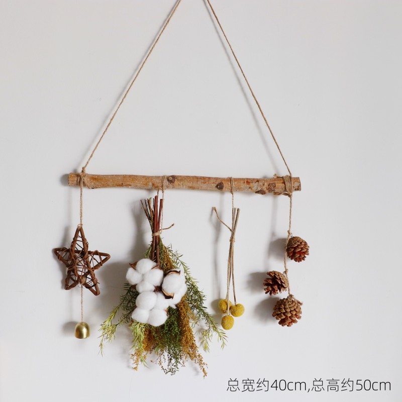 桦树枝干花挂件墙面装饰品挂饰墙壁麻绳家居壁挂干花植物壁饰藤圈