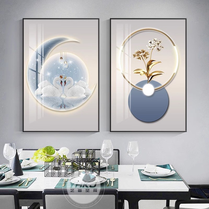 包安装轻奢餐厅装饰画高级感饭厅挂画现代简约厨房餐桌背景墙壁画图片