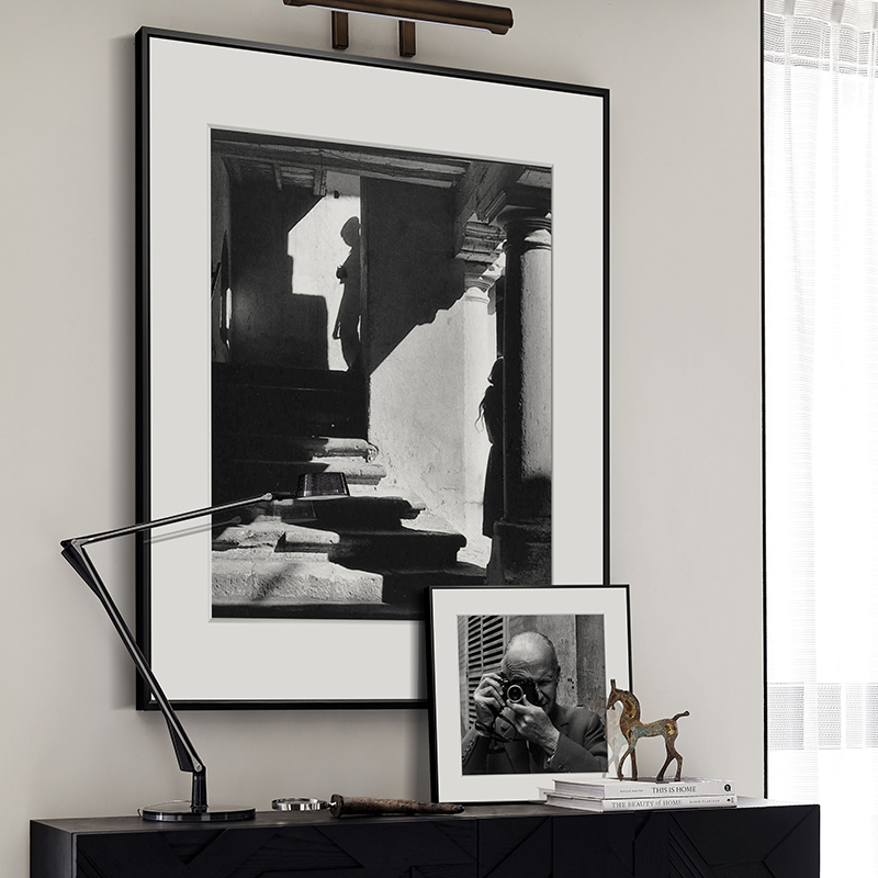 布列松现代黑白人物摄影集装饰画客厅玄关怀旧样板间挂画