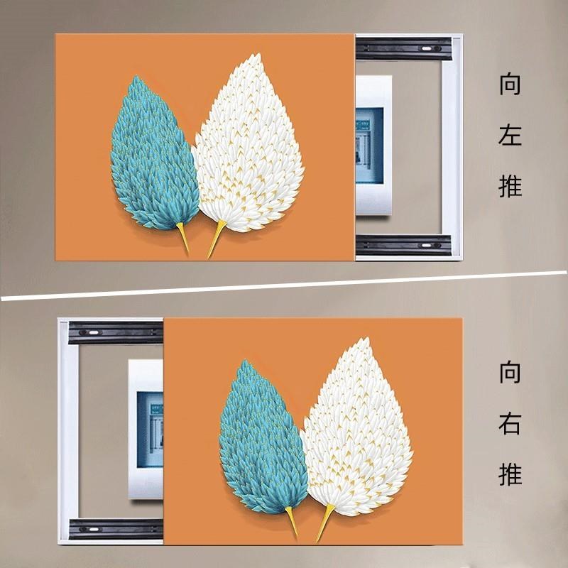 现代简约电表箱装饰画超薄抽象羽毛开关盒电闸箱钢化玻璃面遮图片
