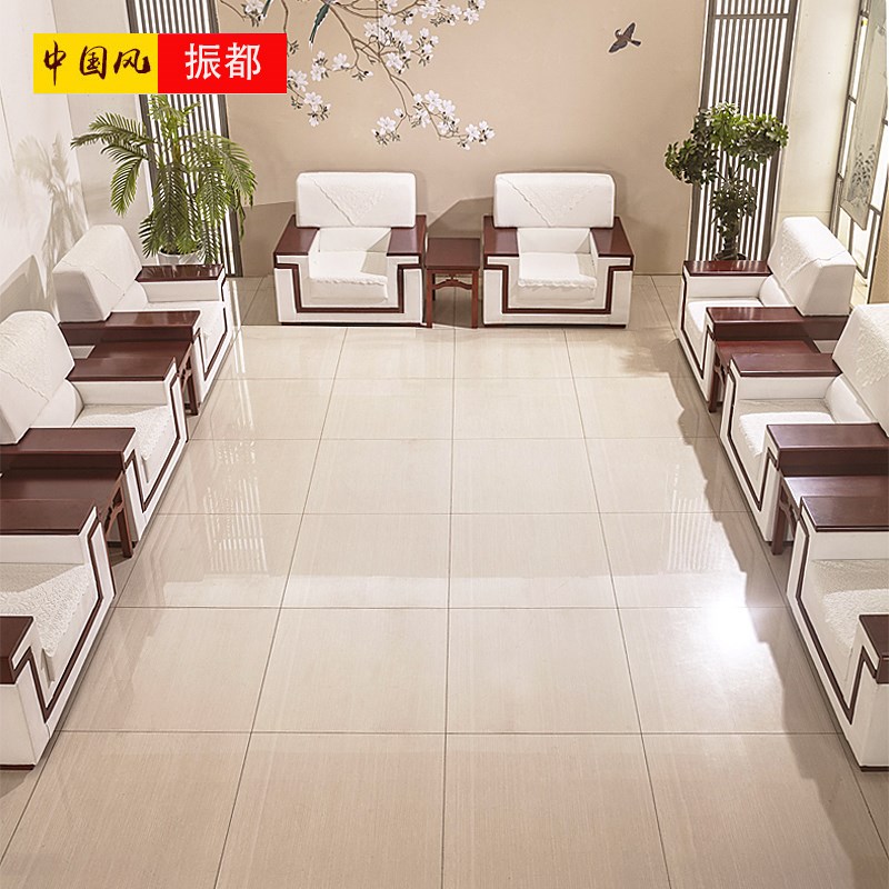 会议室接待沙发中式实木沙发布艺商务贵宾会议沙发茶几