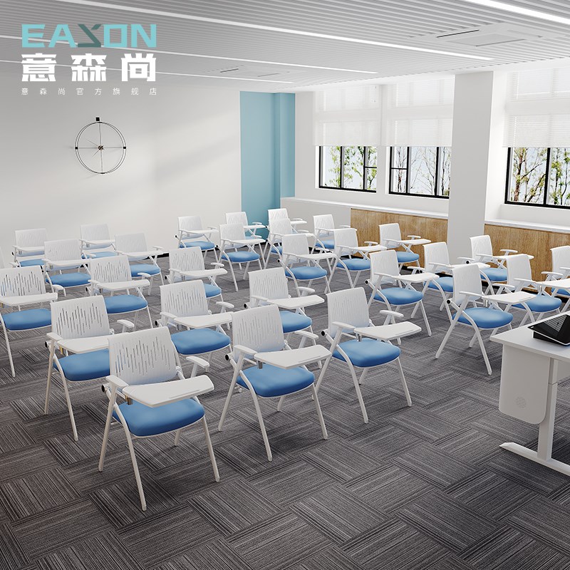 培训椅带写字板一体式折叠桌椅白色办公椅电脑椅会议椅带桌板