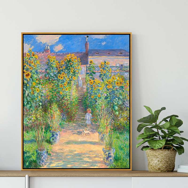艺术家花园 莫奈客厅卧室餐厅玄关挂画背景墙喷绘印刷风景装饰画图片
