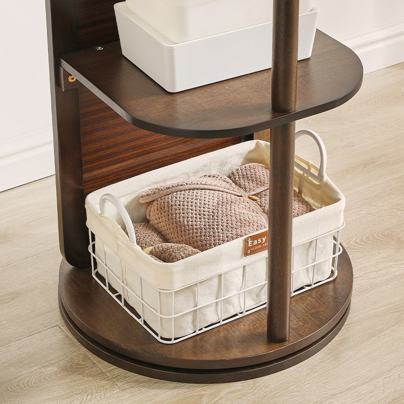 扬远实木旋转全身镜落地镜家用卧室可试衣镜挂衣架一体穿衣镜