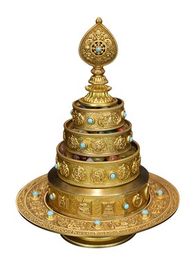 慧宝供修法曼扎盘B款纯黄铜曼茶盘配西藏密宗佛前行精品