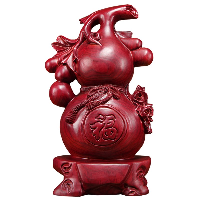 红花梨木雕葫芦摆件福禄家居客厅电视柜实木送礼装饰品红木工艺品