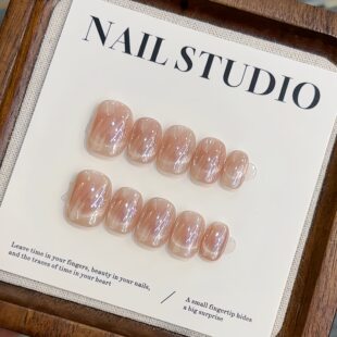 纯手工【小灯泡】镀晶透亮裸色猫眼级质感通勤短款日常穿戴甲