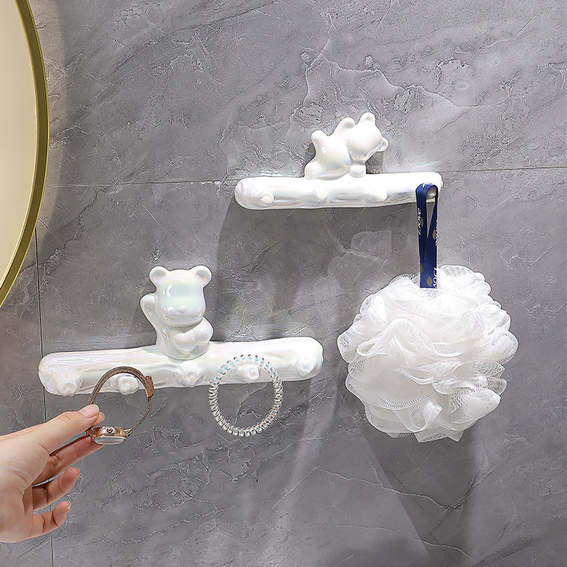 挂钩壁挂墙壁免打孔挂衣钩粘无痕承重陶瓷熊强力粘胶粘钩装饰,收纳整理,挂钩/粘钩,淘宝优惠券,粉丝福利购,淘宝优惠卷