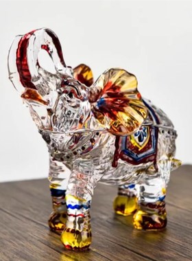 欧式彩绘大号水晶玻璃大象糖果罐J