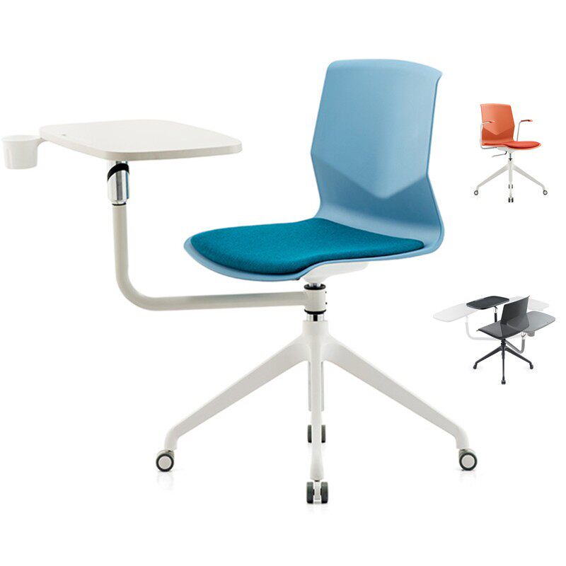 滑轮会议椅智慧教室培训椅带桌板大学讨论室椅学生椅带写字板