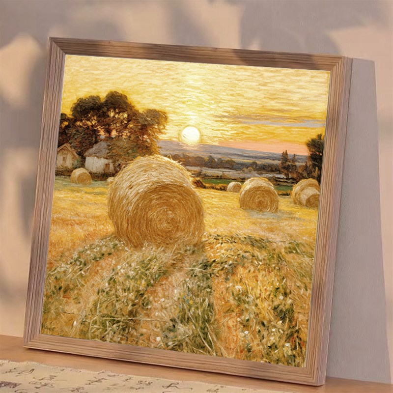 印象派油画装饰画客厅餐厅卧室床头挂画小众艺术日落田园风景摆画图片