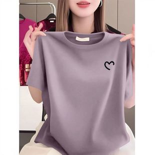 休闲显瘦洋气气质上衣服 高品质纯棉短袖 t恤女新款 爆款 宽松大码