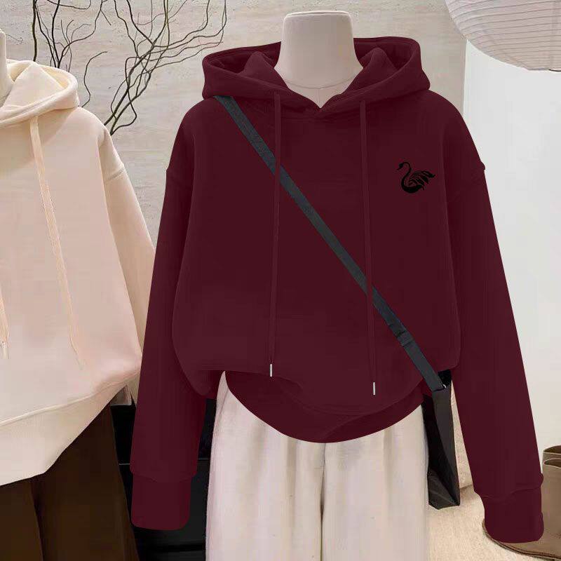 加绒加厚韩版卫衣女新款秋冬气质简约休闲设计感洋气上衣女ins