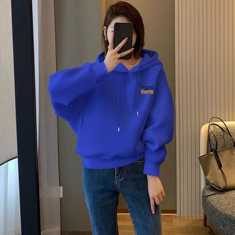 加绒加厚纯棉短款卫衣女秋冬