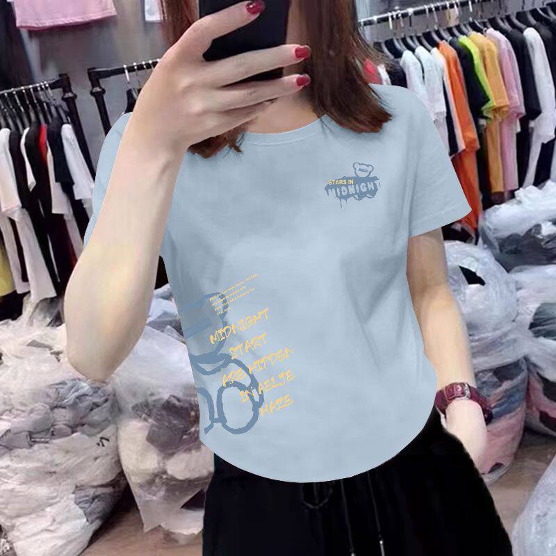 纯棉短袖T恤女新款夏季减龄宽松设计感百搭遮肉遮肚子体恤潮ins