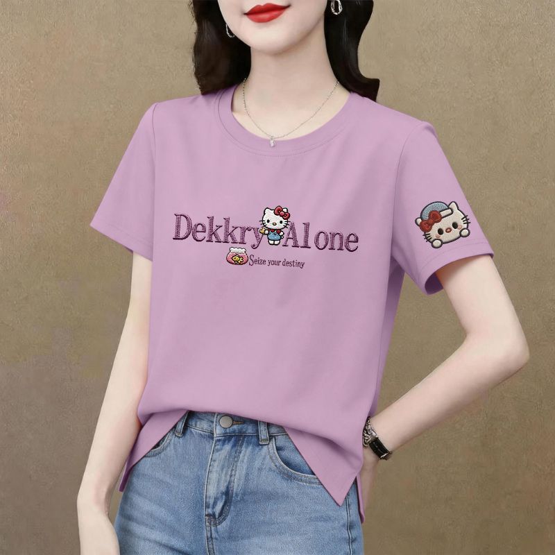 纯棉女士短袖t恤夏装新款韩版下摆开叉潮流大码时尚百搭ins上衣服