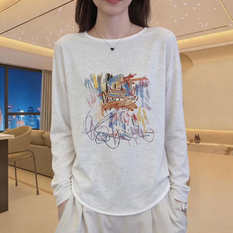 罩衫长袖大码T恤女夏季上衣