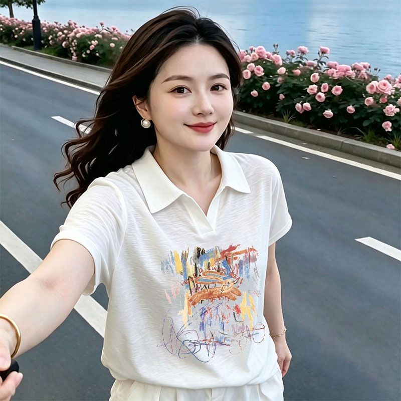 夏季纯棉短袖宽松显瘦T恤女