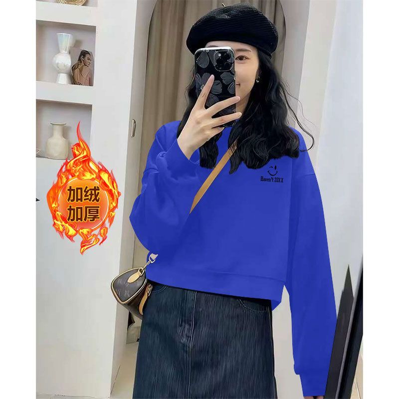 加绒加厚秋冬大码减龄女卫衣