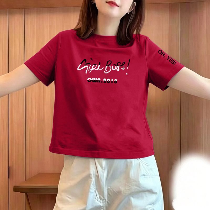 纯棉短袖大码女T恤遮肉显瘦