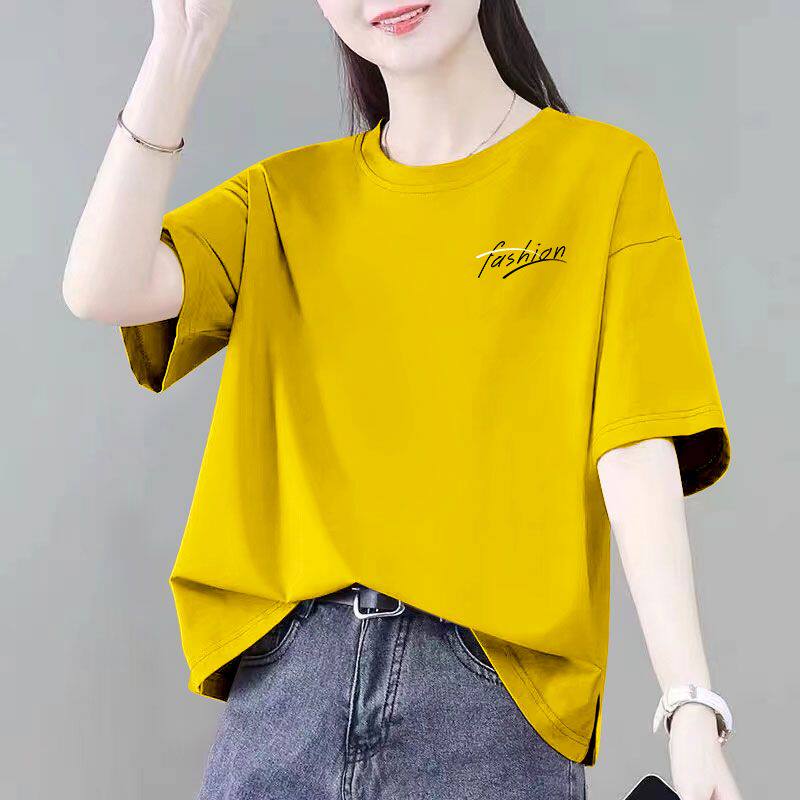 夏季纯棉短袖宽松印花女T恤