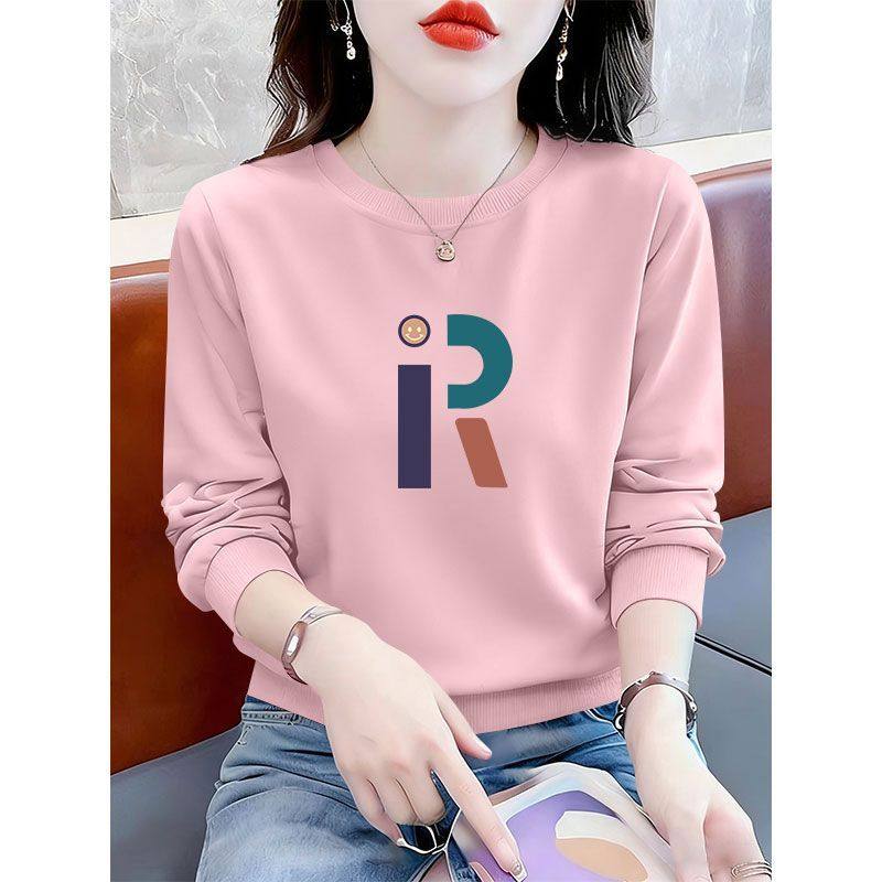 纯棉长袖卫衣女圆领秋冬新款减龄百搭显瘦遮肉大码洋气上衣ins