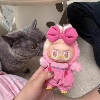 拉布布3代忠诚娃衣泡泡玛特搪胶娃衣忠诚labubu30衣服粉色抱婴袋