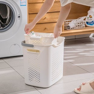 脏衣篮带内j衣盒家用浴室卫生间大容量塑料镂空脏衣篓收纳筐 日式
