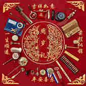 一周岁抓周用品女宝宝男孩套装 抓阄地毯垫子小孩生日布置道具现代