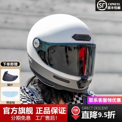 RYMIC睿觅复古巡航头盔摩托车全盔机车头灰哈雷男女四季安全帽V80