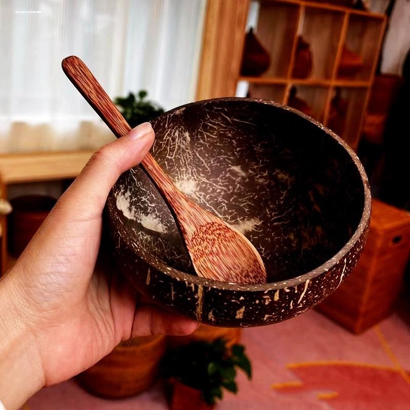 酸奶碗带勺椰子碗木碗家用燕麦碗