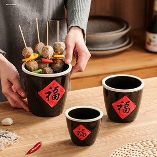 复古风粗陶福字碗调料调味缸干货特产杂粮摆拍照摄影道具背景摆件