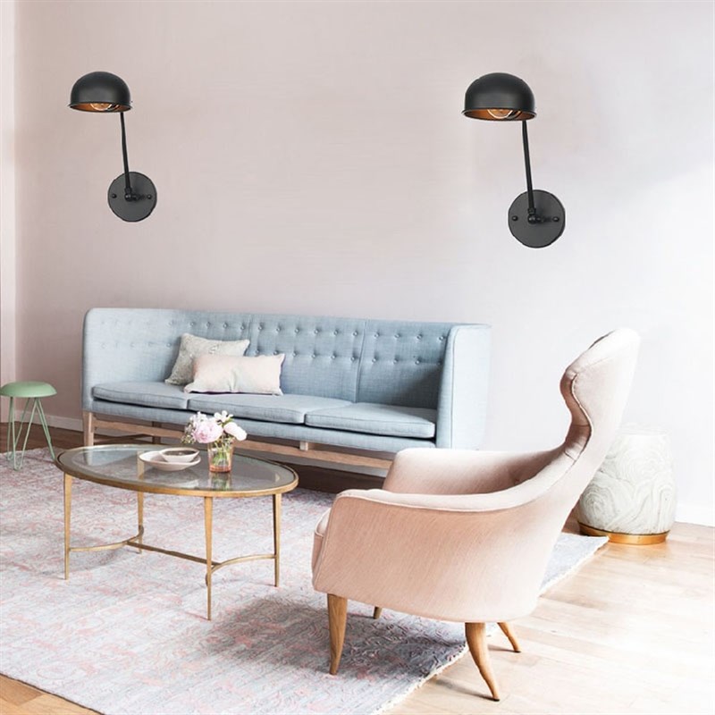 亚黑烤漆铁艺伸缩折叠机械手臂双节壁灯北欧简约餐厅客厅书房壁灯